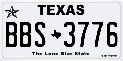 TX license plate BBS3776
