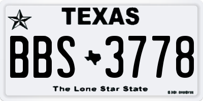 TX license plate BBS3778