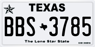 TX license plate BBS3785