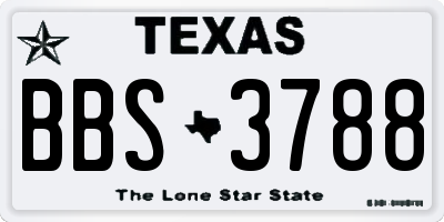 TX license plate BBS3788