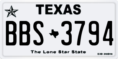 TX license plate BBS3794