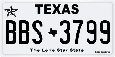 TX license plate BBS3799