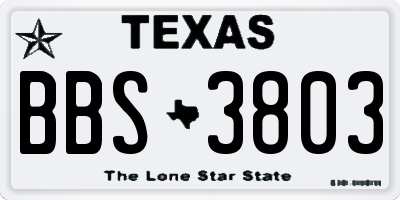 TX license plate BBS3803
