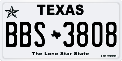 TX license plate BBS3808