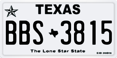 TX license plate BBS3815