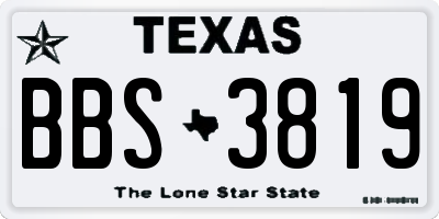 TX license plate BBS3819