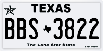 TX license plate BBS3822