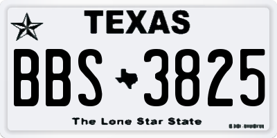 TX license plate BBS3825