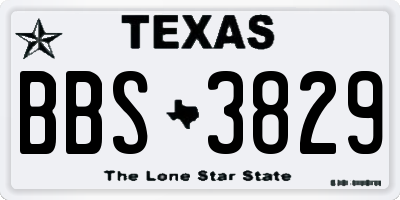 TX license plate BBS3829