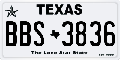 TX license plate BBS3836