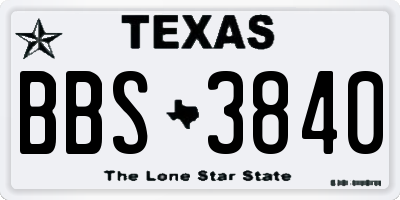 TX license plate BBS3840