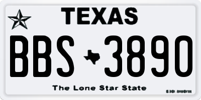 TX license plate BBS3890
