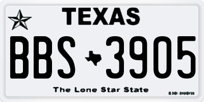 TX license plate BBS3905