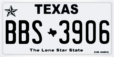 TX license plate BBS3906