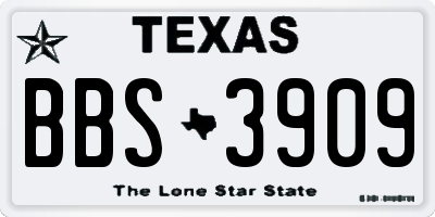 TX license plate BBS3909