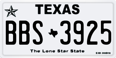 TX license plate BBS3925