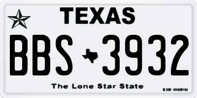 TX license plate BBS3932