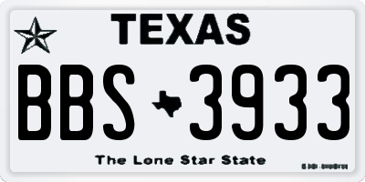 TX license plate BBS3933