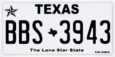 TX license plate BBS3943