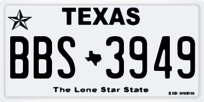 TX license plate BBS3949
