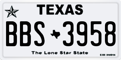 TX license plate BBS3958