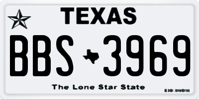 TX license plate BBS3969