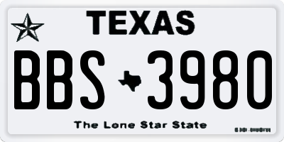 TX license plate BBS3980