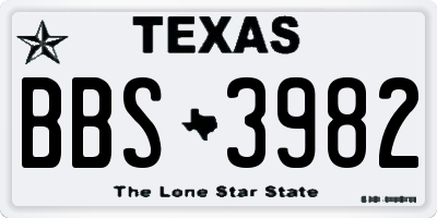 TX license plate BBS3982