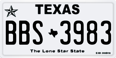 TX license plate BBS3983
