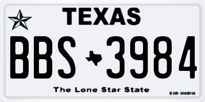 TX license plate BBS3984