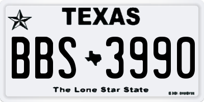 TX license plate BBS3990