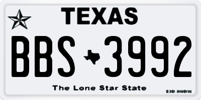 TX license plate BBS3992