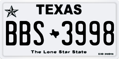 TX license plate BBS3998