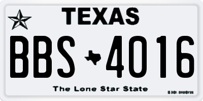 TX license plate BBS4016
