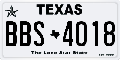 TX license plate BBS4018