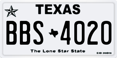 TX license plate BBS4020
