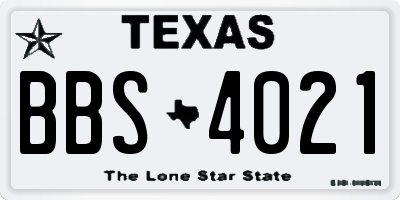 TX license plate BBS4021