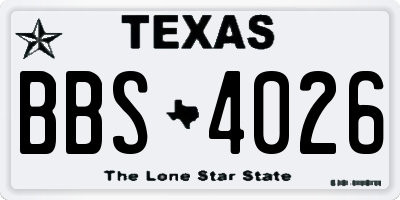 TX license plate BBS4026