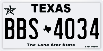 TX license plate BBS4034