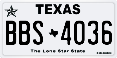 TX license plate BBS4036