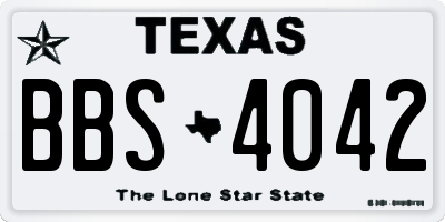 TX license plate BBS4042