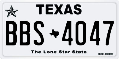 TX license plate BBS4047