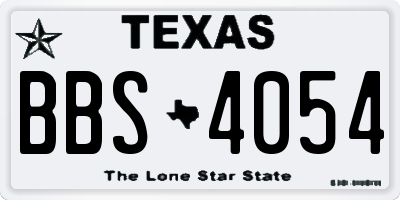 TX license plate BBS4054