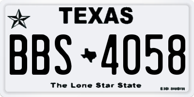 TX license plate BBS4058