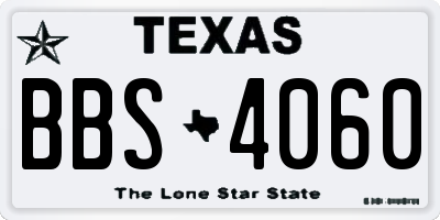 TX license plate BBS4060