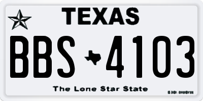 TX license plate BBS4103