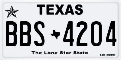 TX license plate BBS4204