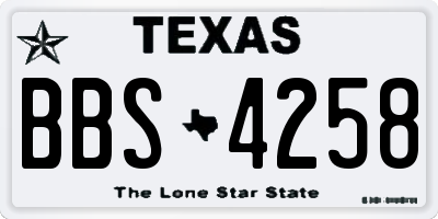 TX license plate BBS4258