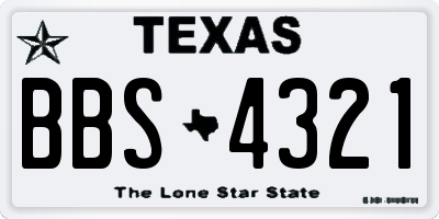 TX license plate BBS4321