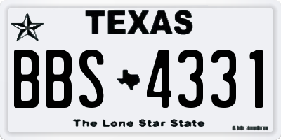 TX license plate BBS4331